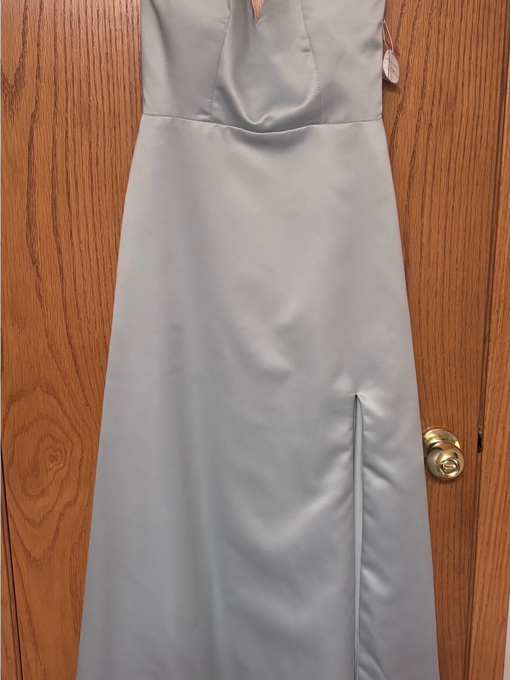 Classic sea glass green shiny Satin Evening Dress - Sleeveless V-Neck